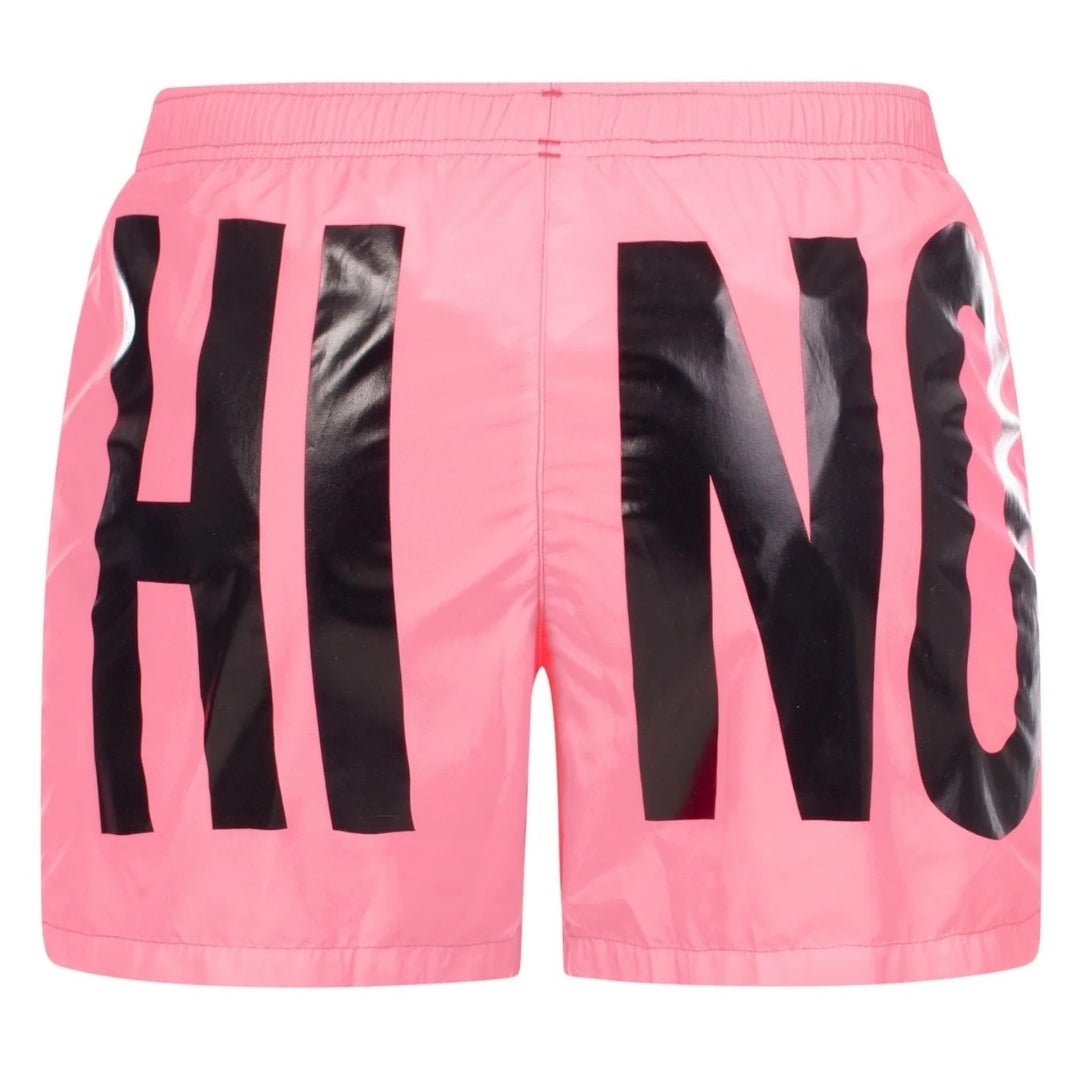 Moschino Brand Print Logo Pink Short Swim Shorts M