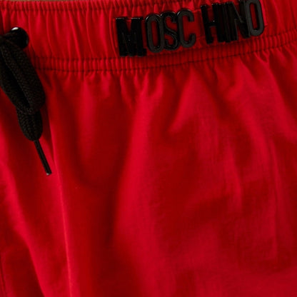 Moschino Metal Logo Red Long Swim Shorts M