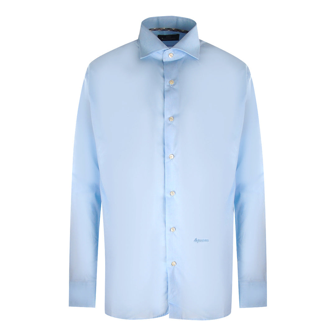 Aquascutum Plain Long Sleeve Blue Shirt