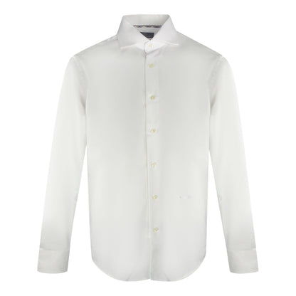 Aquascutum Branded Plain Long Sleeve White Shirt