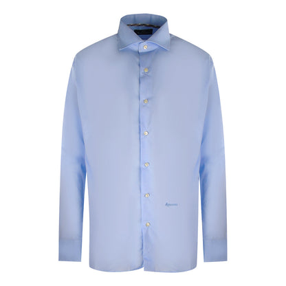 Aquascutum Branded Plain Long Sleeve Blue Shirt