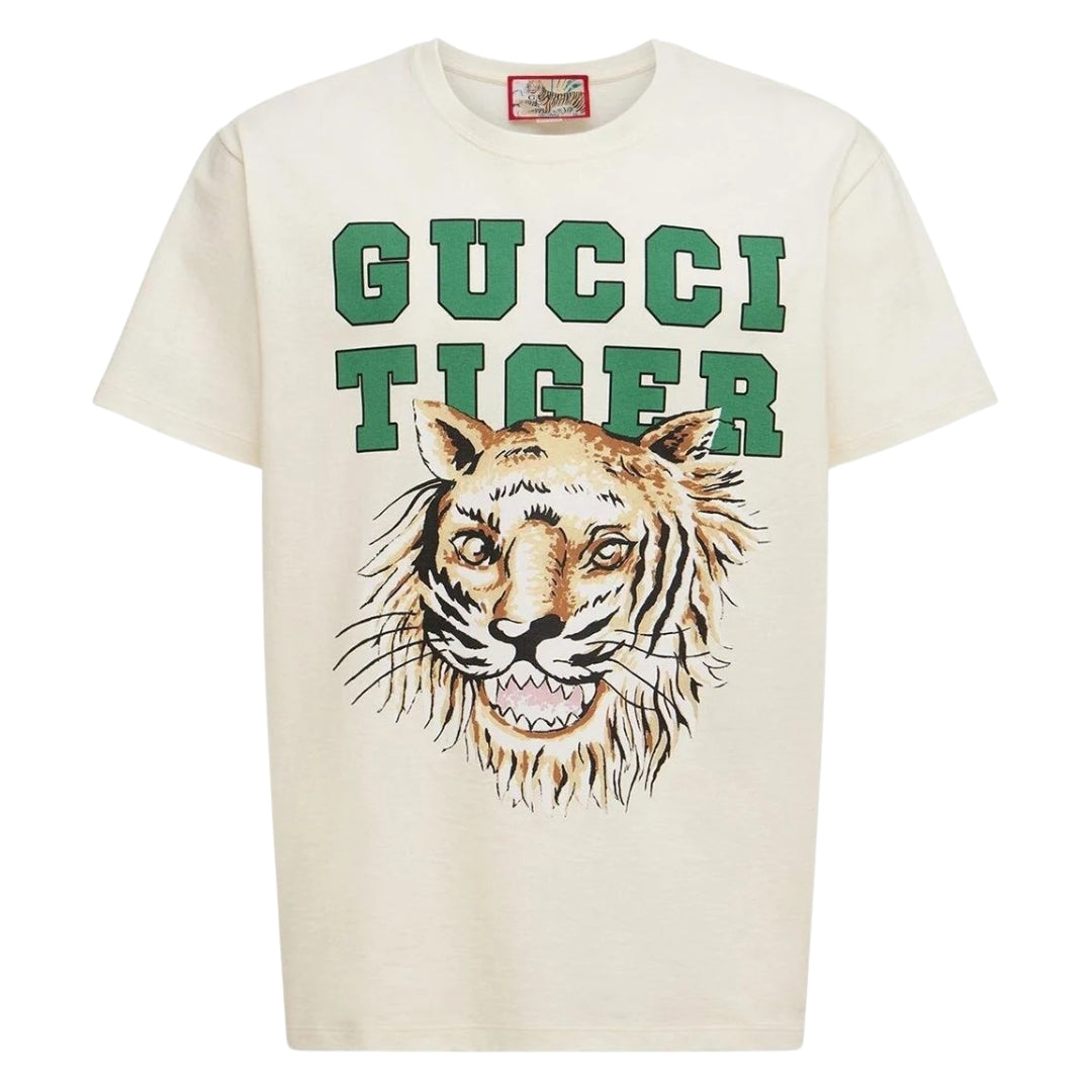 Gucci Tiger Design Regular Fit White T-Shirt S