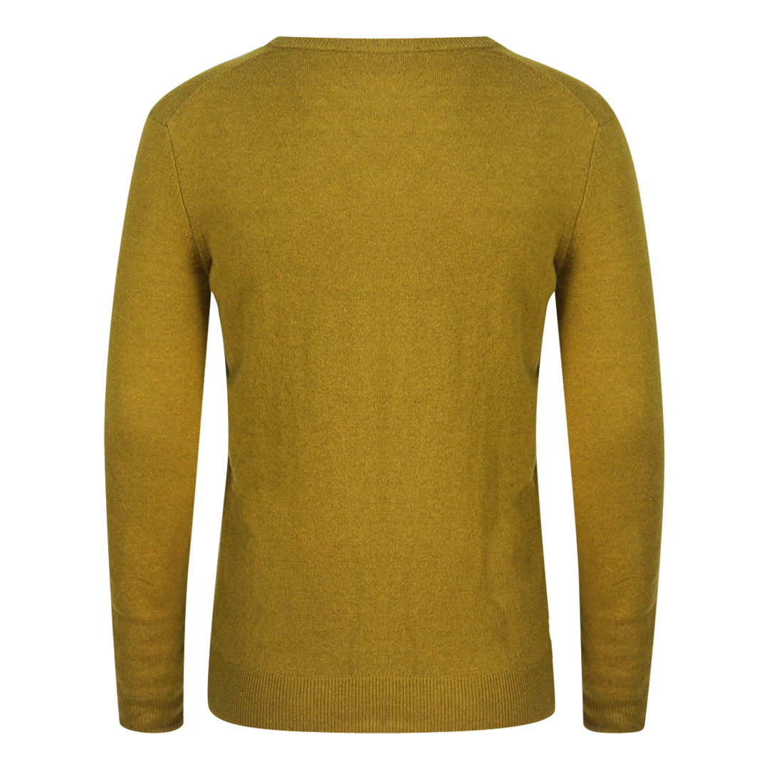 Aquascutum Check A Logo Dark Yellow V-Neck Jumper - Nova Clothing