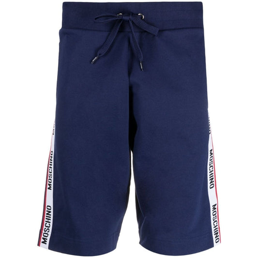 Moschino Branded Tape Legs Navy Blue Shorts S