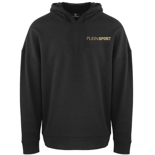 Plein Sport Gold Block Logo On Chest Black Hoodie S