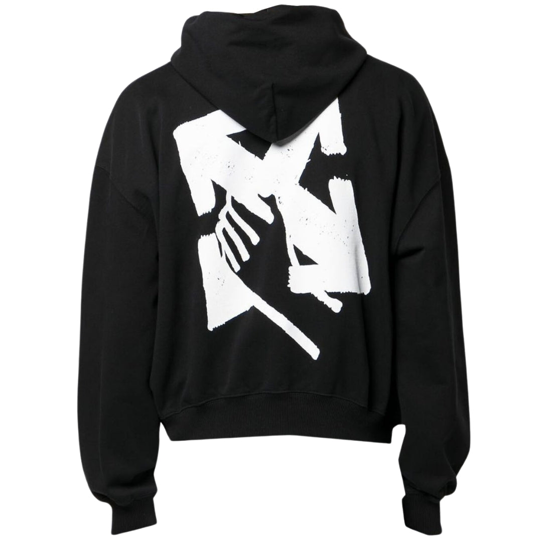 Off-White Hand Arrow Logo Boxy Fit Black Hoodie XS