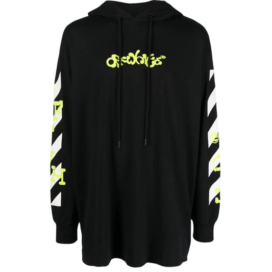 Off-White Oversized Fit Opposite Arrow Logo Black Hoodie XXL