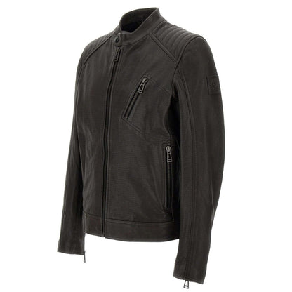 Belstaff Racer Air Dark Grey Leather Jacket M