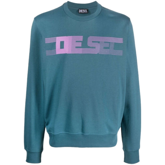 Diesel Striped Logo Blue Sweatshirt S