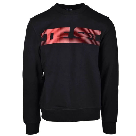 Diesel Striped Logo Black Sweatshirt S