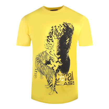 Cavalli Class Large Tiger Design Yellow T-Shirt