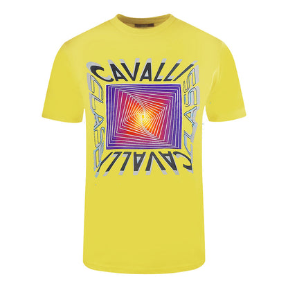 Cavalli Class Asymmetric Box Design Yellow T-Shirt M