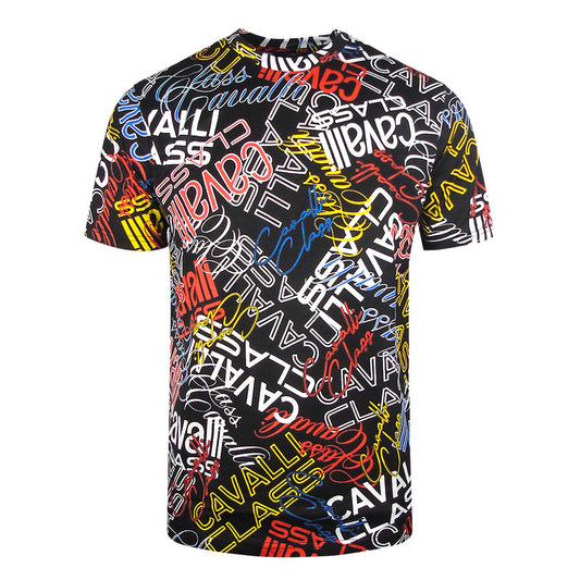 Cavalli Class Multi Logo Black T-Shirt