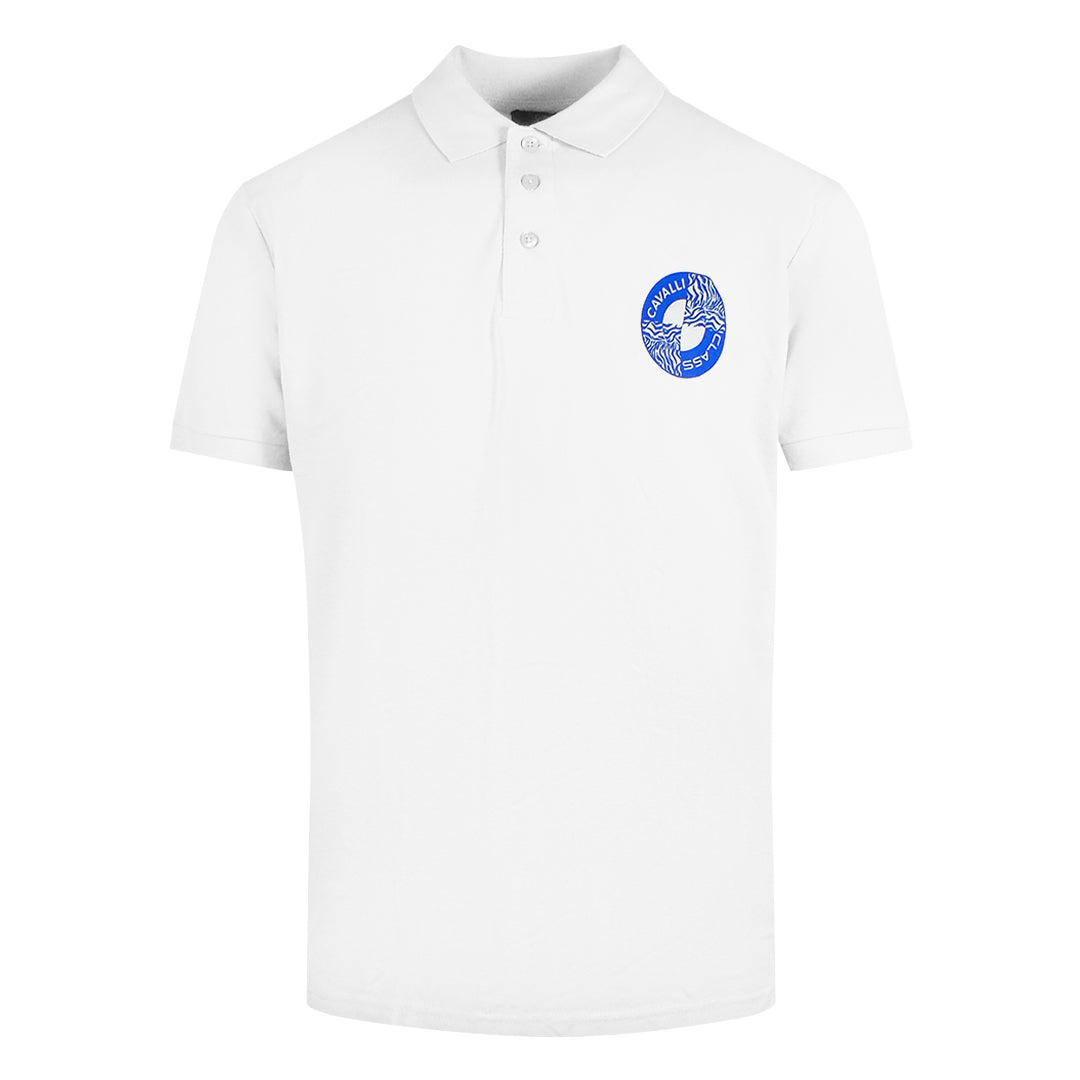 Cavalli Class Circle Logo White Polo Shirt M