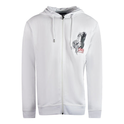 Cavalli Class Large Tiger Design White Zip-Up Hoodie M