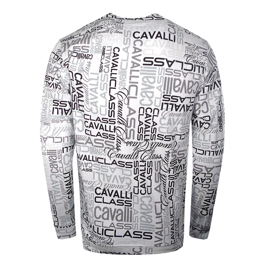 Cavalli Class Multi Logo Design White Sweatshirt