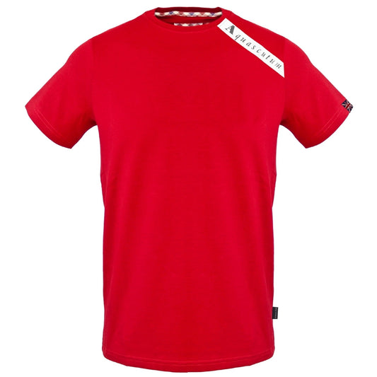 Aquascutum Shoulder Brand Logo Red T-Shirt S