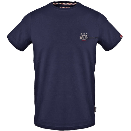 Aquascutum Small Aldis Chest Logo Navy Blue T-Shirt S