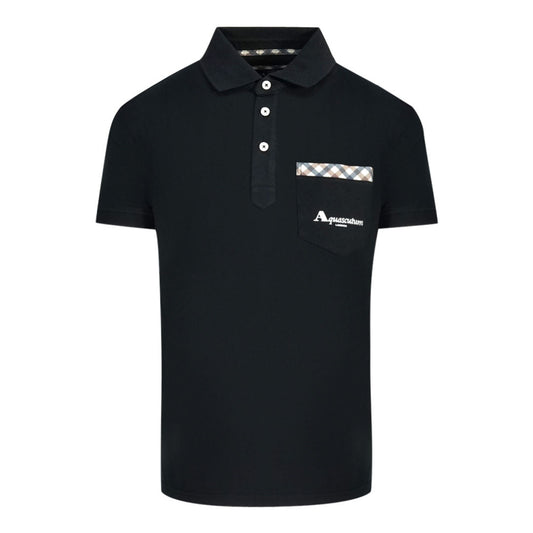 Aquascutum Mens Qmp053 99 Polo Shirt Black