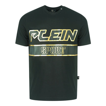 Plein Sport Gold Block Logo Black T-Shirt - Nova Clothing